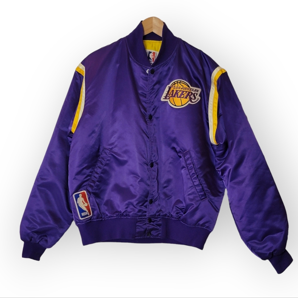 Vintage 90s Los Angeles Lakers Purple Satin Starter Jacket Large